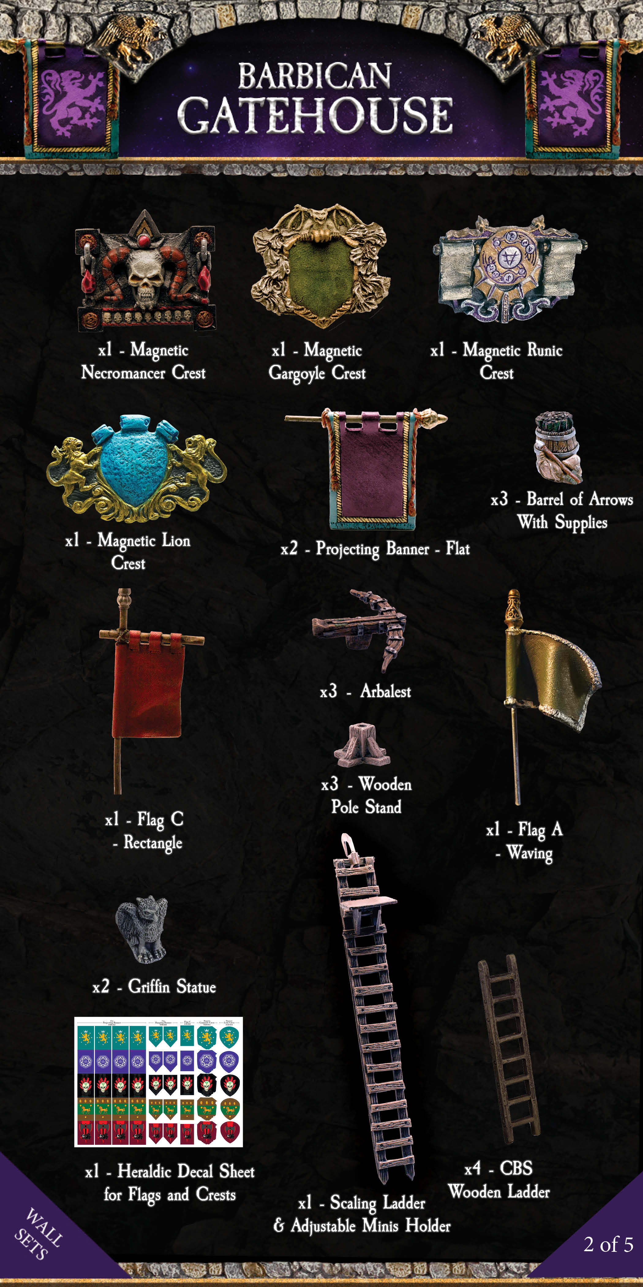 Barbican Gatehouse (Painted) Manual Winch Drawbridge (no motor) - Image 4