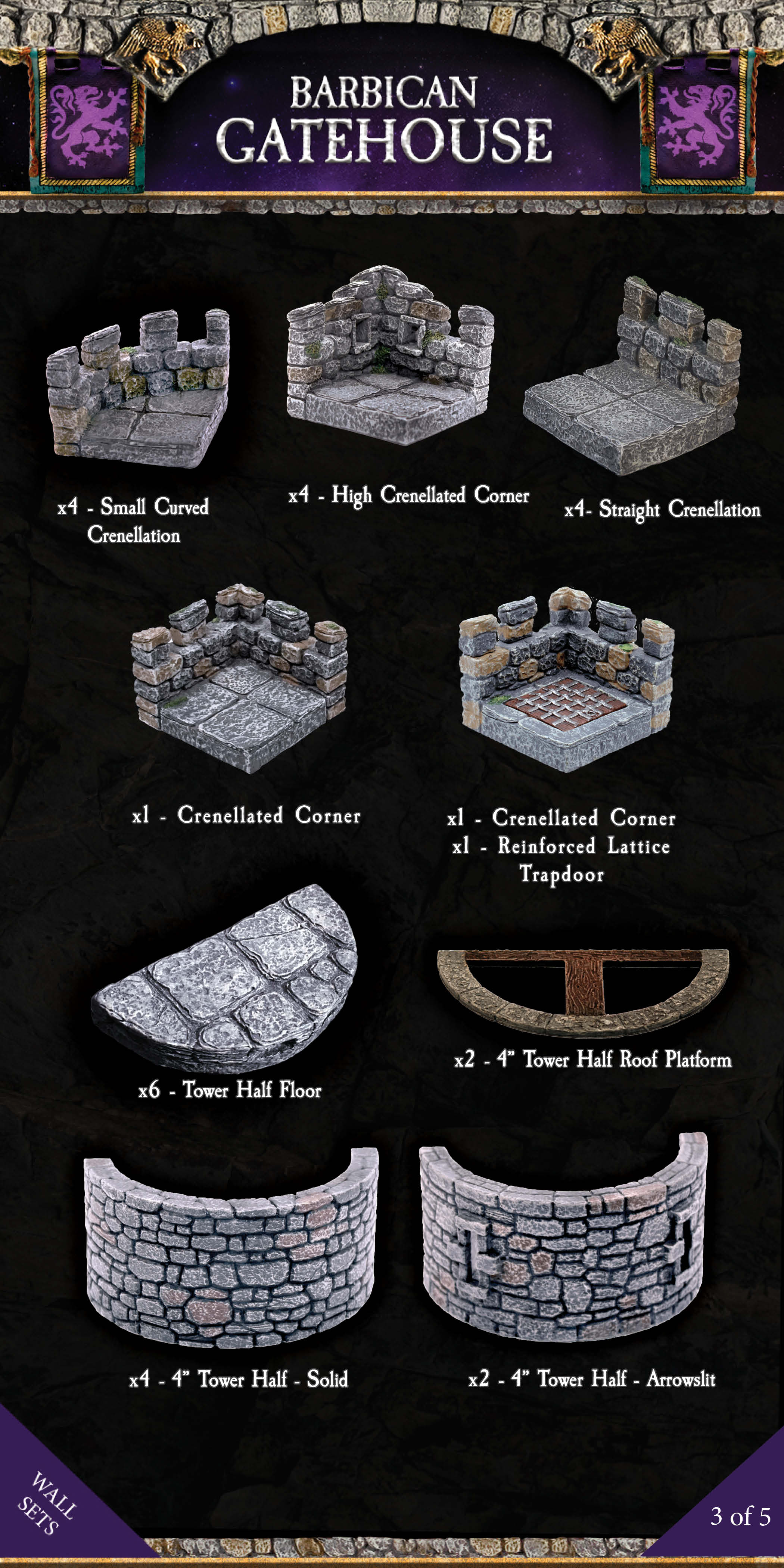 Barbican Gatehouse (Painted) Manual Winch Drawbridge (no motor) - Image 5