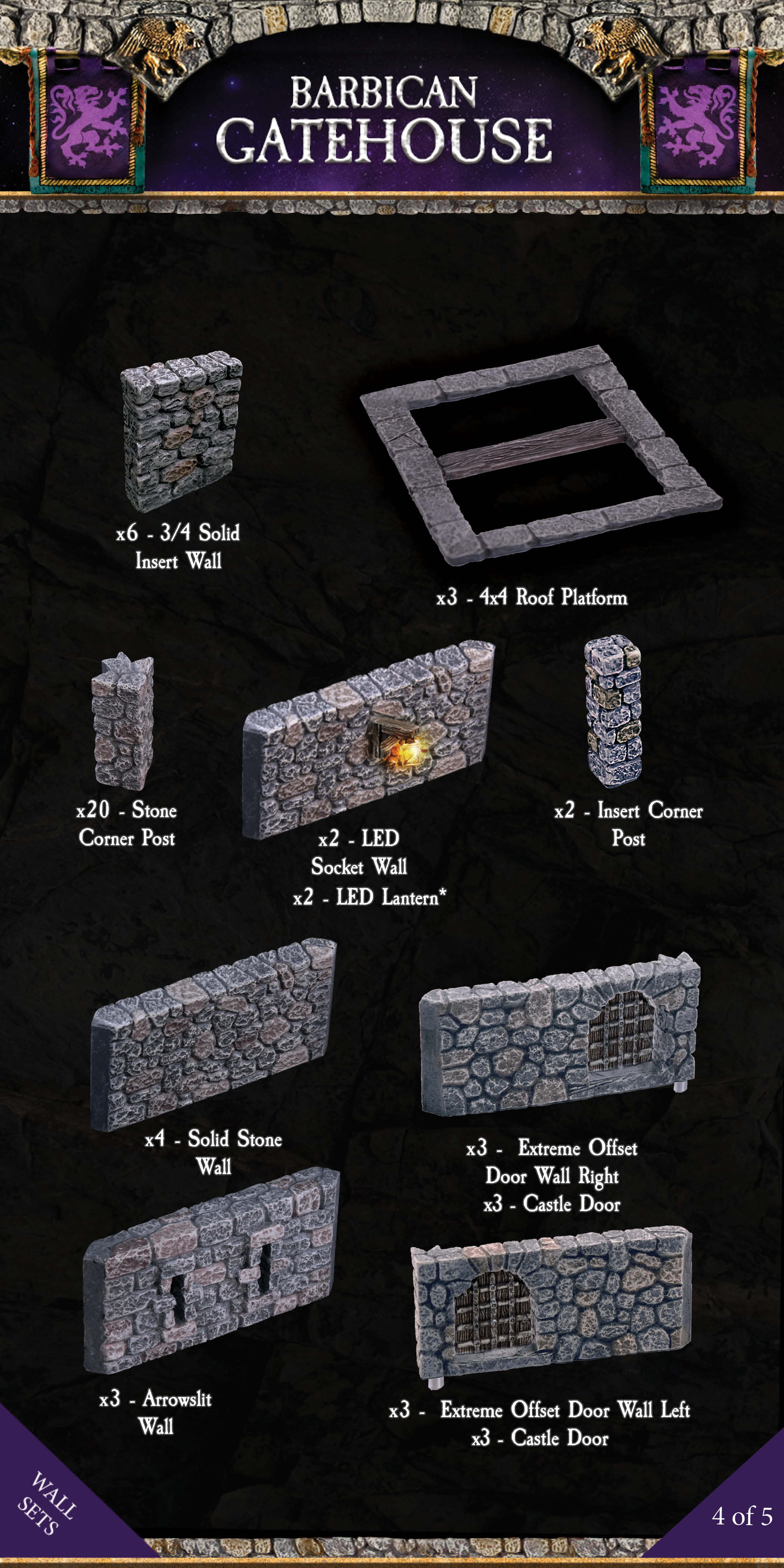 Barbican Gatehouse (Painted) Manual Winch Drawbridge (no motor) - Image 6
