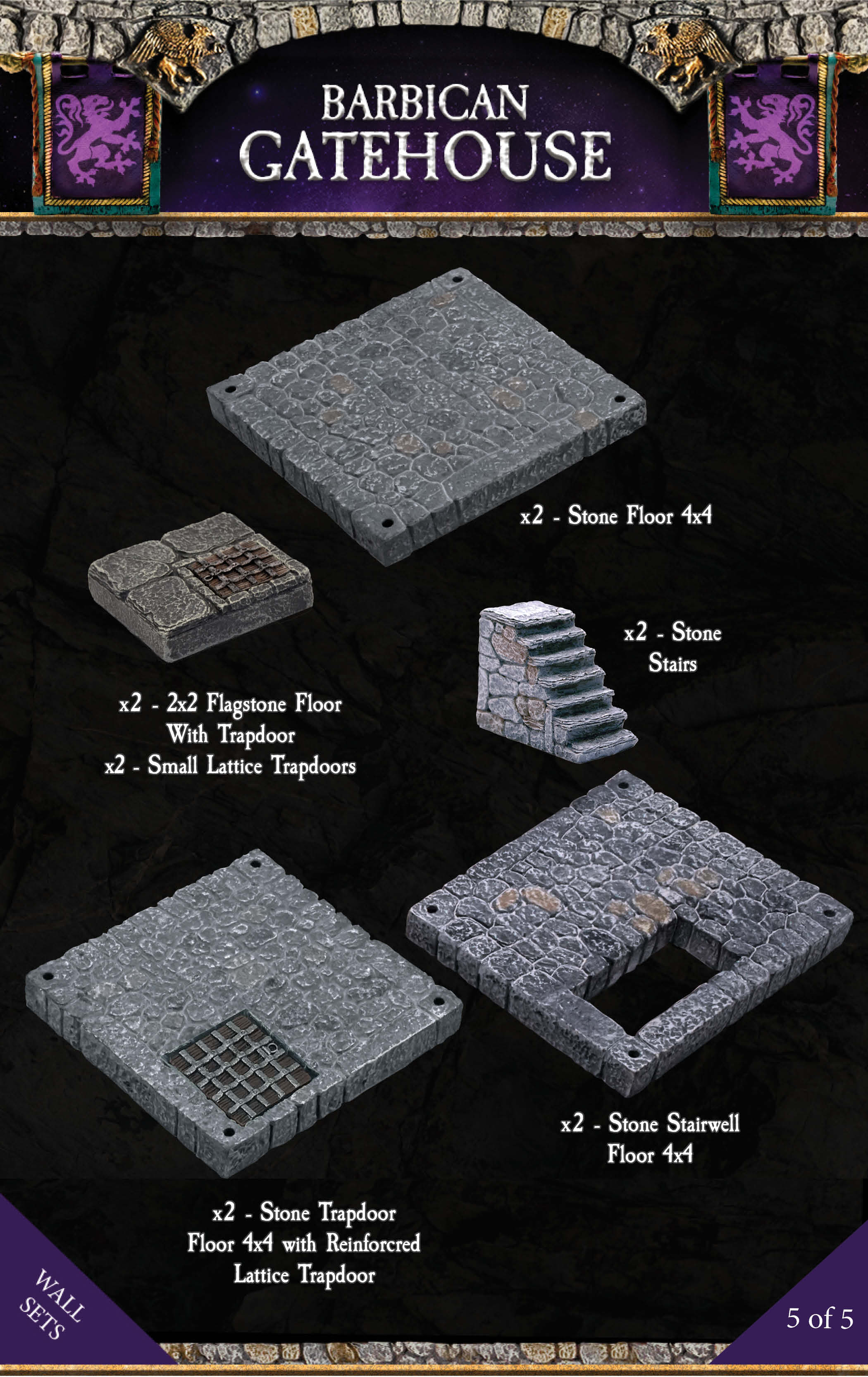Barbican Gatehouse (Painted) Manual Winch Drawbridge (no motor) - Image 7